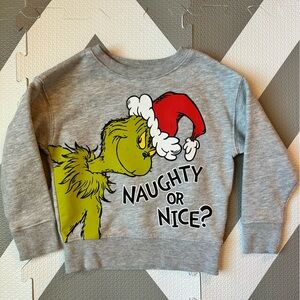 Carter's Gray Grinch Sweater with Red and Green Accents